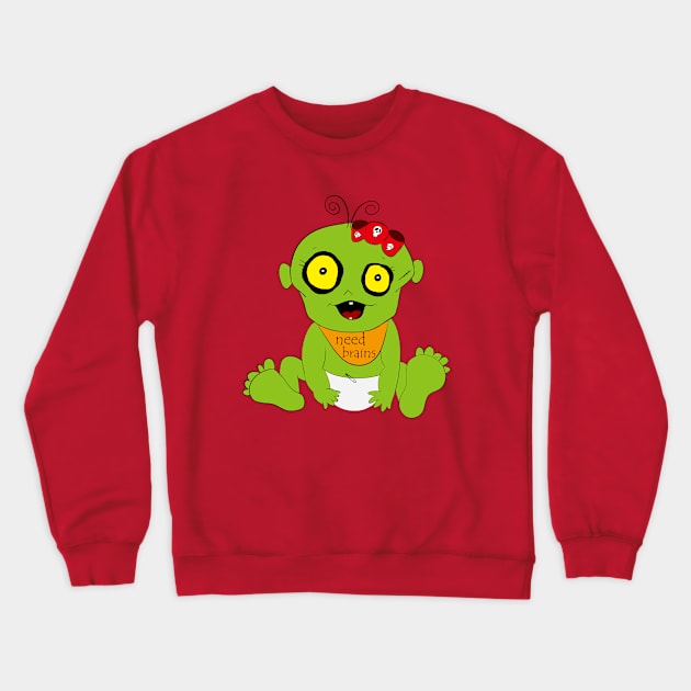 Need Brains Crewneck Sweatshirt by DitzyDonutsDesigns